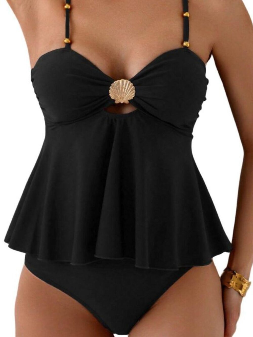 Y2K Ruffle Tankini Swimsuit | High Waisted Flowy...